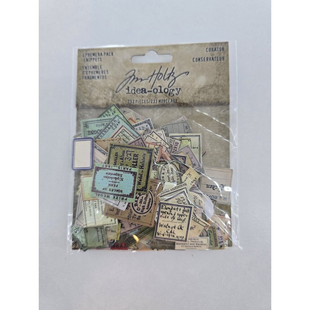 Tim Holtz Idea-ology Curator Ephemera Pack 233pc Vintage Labels Tickets New